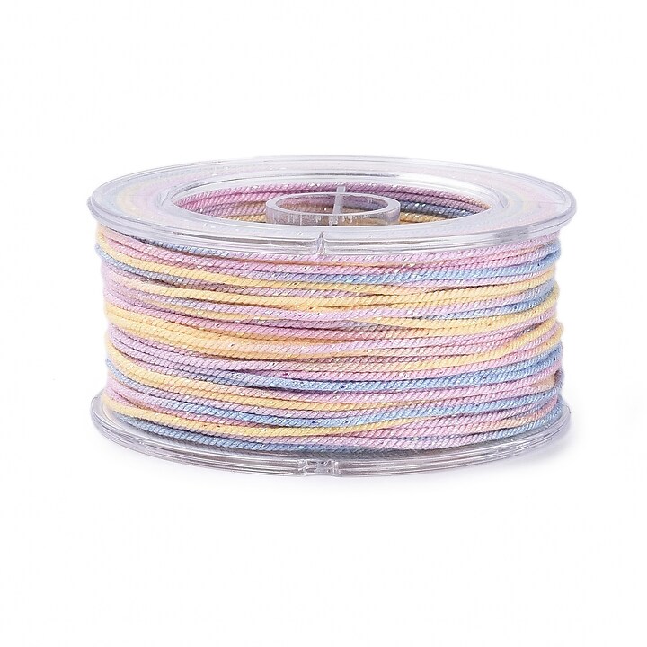 Snur Polyester un degradee cu sclipici auriu, grosime 1mm, rola de aprox. 27m - pastel