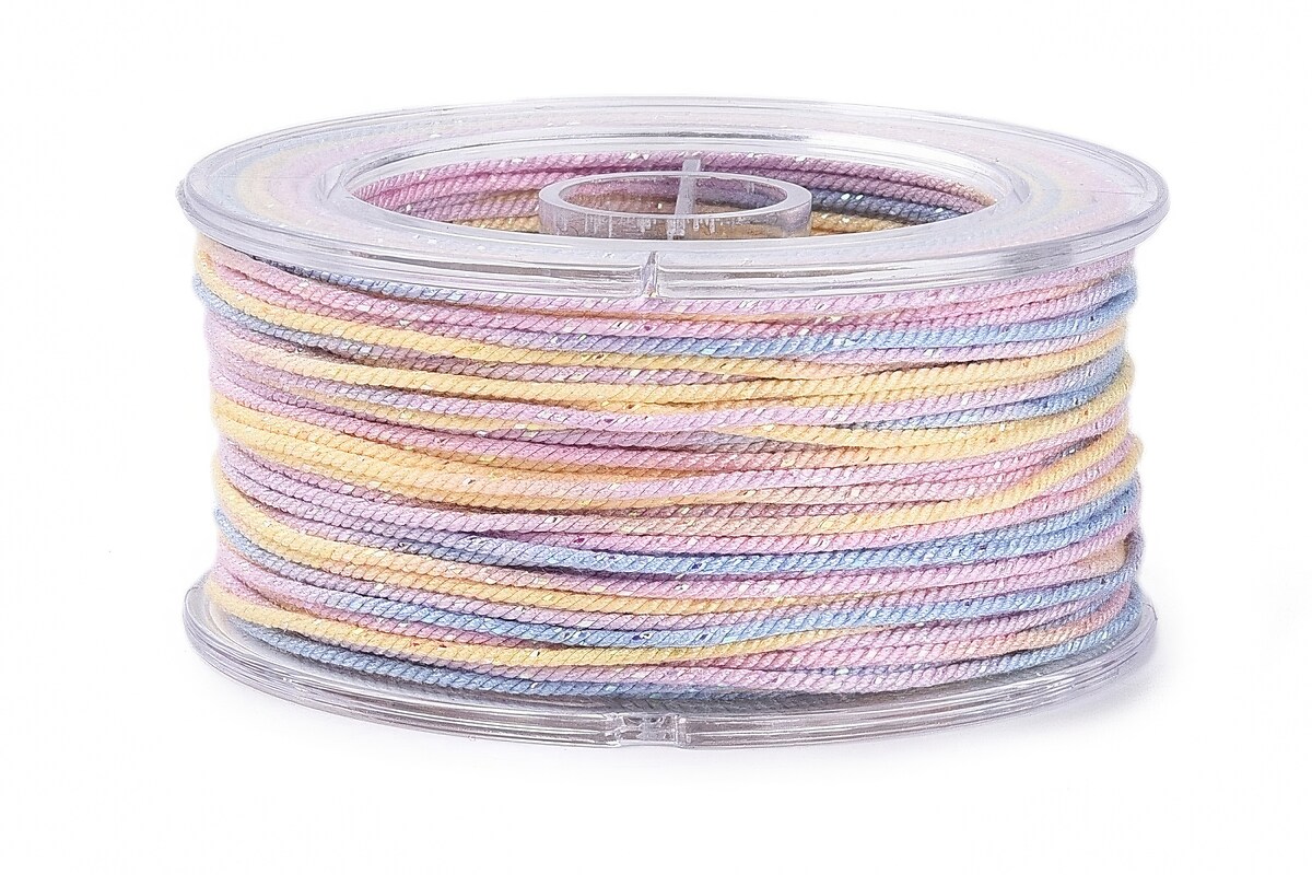 Snur Polyester un degradee cu sclipici auriu, grosime 1mm, rola de aprox. 27m - pastel