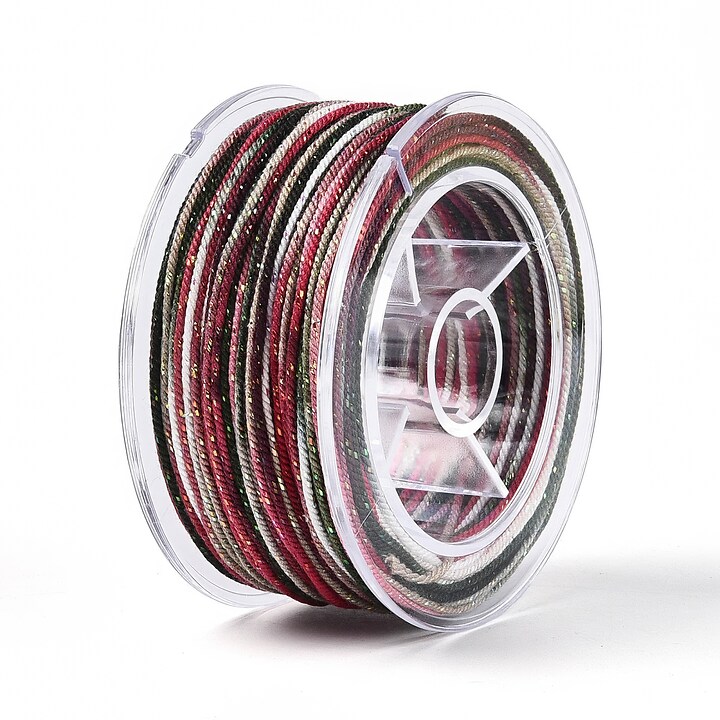 Snur Polyester un degradee cu sclipici auriu, grosime 1mm, rola de aprox. 27m - multicolor grena