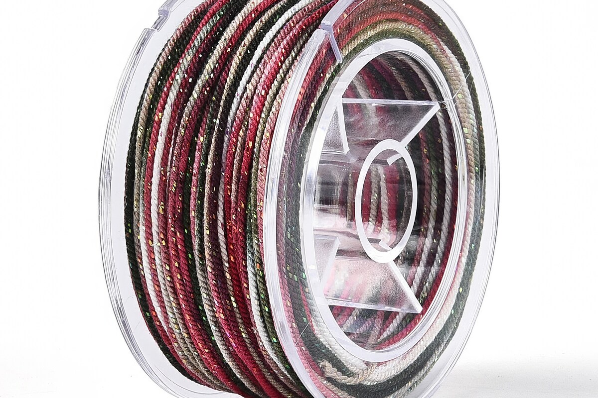 Snur Polyester un degradee cu sclipici auriu, grosime 1mm, rola de aprox. 27m - multicolor grena