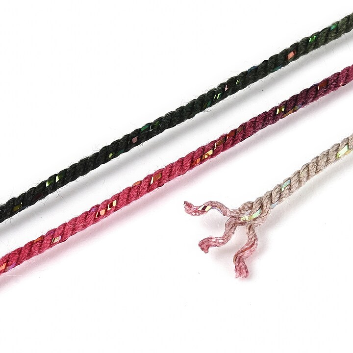 Snur Polyester un degradee cu sclipici auriu, grosime 1mm, rola de aprox. 27m - multicolor grena