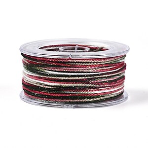 Snur Polyester un degradee cu sclipici auriu, grosime 1mm, rola de aprox. 27m - multicolor grena
