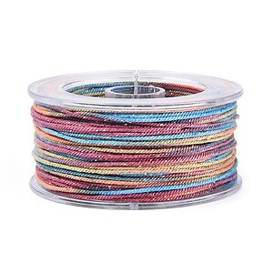 Snur Polyester un degradee cu sclipici auriu, grosime 1mm, rola de aprox. 27m - multicolor