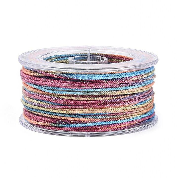 Snur Polyester un degradee cu sclipici auriu, grosime 1mm, rola de aprox. 27m - multicolor