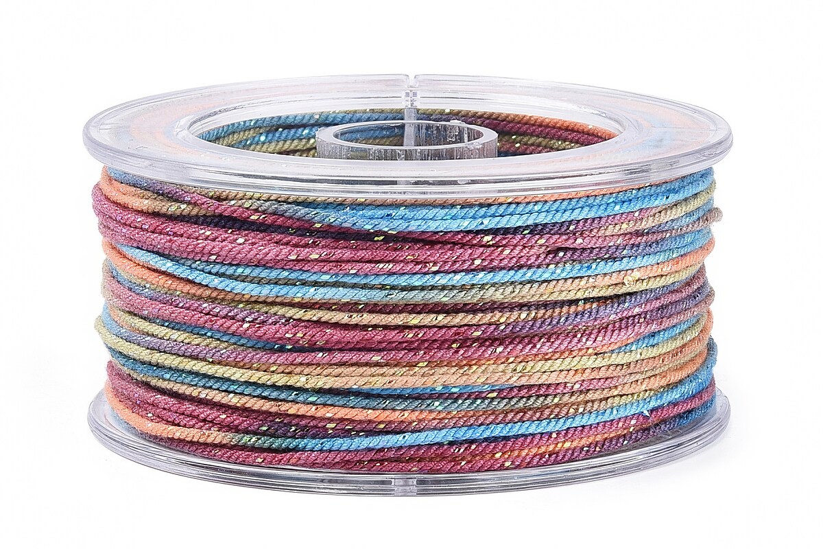 Snur Polyester un degradee cu sclipici auriu, grosime 1mm, rola de aprox. 27m - multicolor