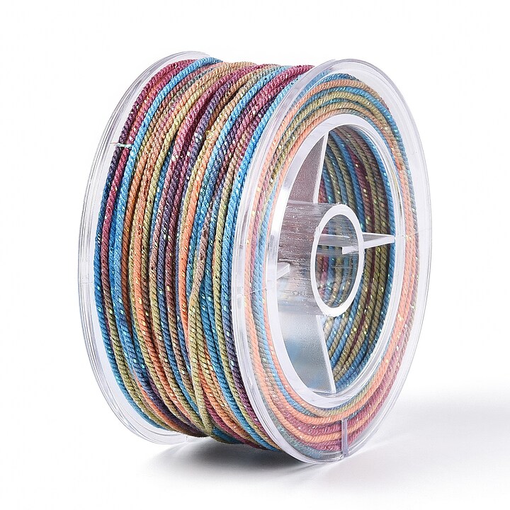 Snur Polyester un degradee cu sclipici auriu, grosime 1mm, rola de aprox. 27m - multicolor