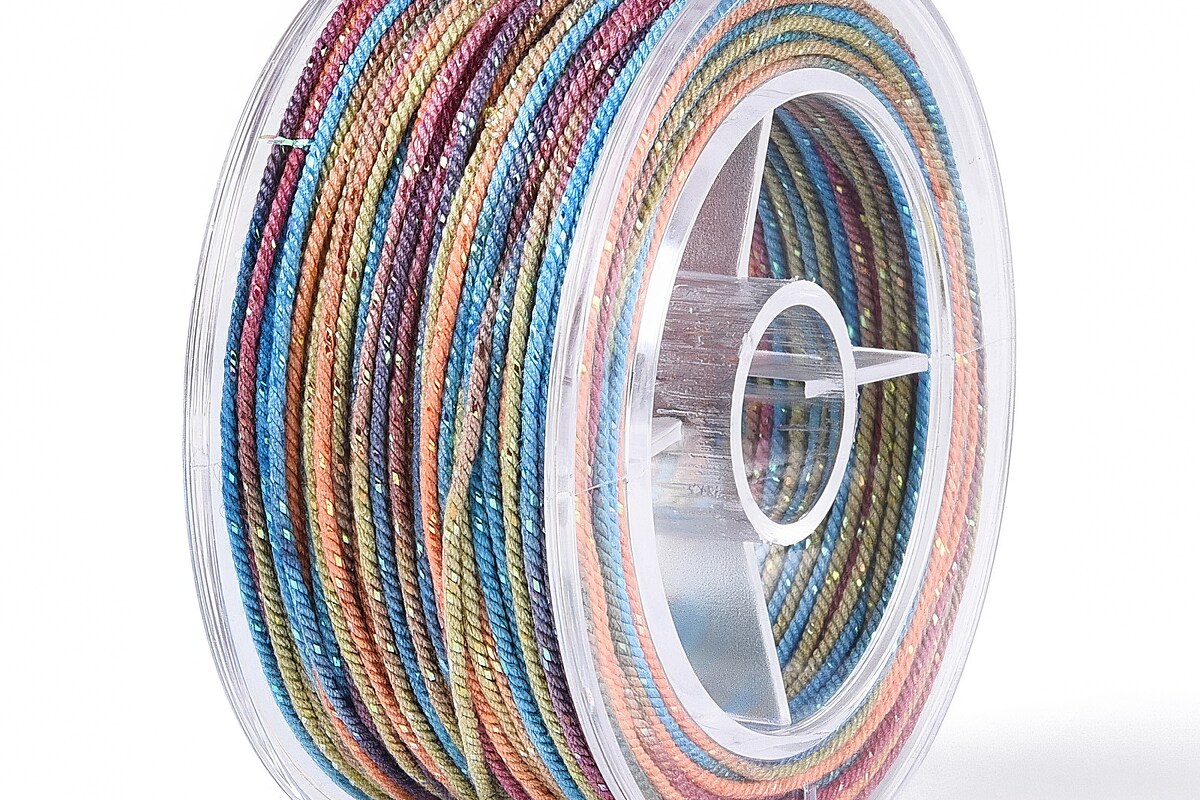 Snur Polyester un degradee cu sclipici auriu, grosime 1mm, rola de aprox. 27m - multicolor