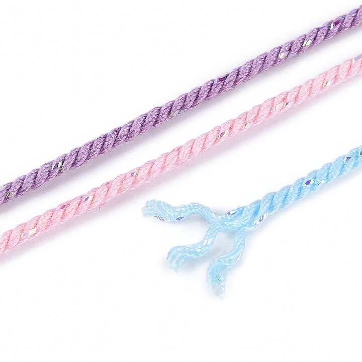 Snur Polyester un degradee cu sclipici auriu, grosime 1mm, rola de aprox. 27m - pastel bleu