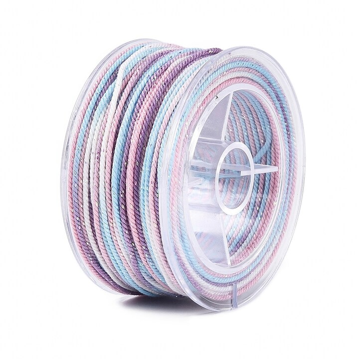 Snur Polyester un degradee cu sclipici auriu, grosime 1mm, rola de aprox. 27m - pastel bleu