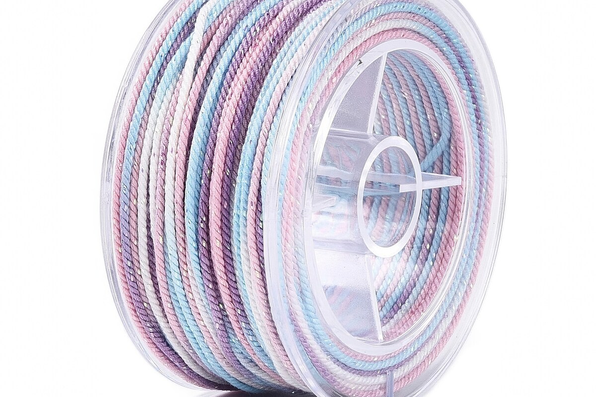 Snur Polyester un degradee cu sclipici auriu, grosime 1mm, rola de aprox. 27m - pastel bleu