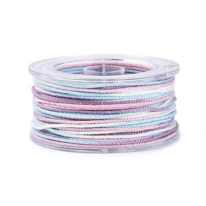 Snur Polyester un degradee cu sclipici auriu, grosime 1mm, rola de aprox. 27m - pastel bleu