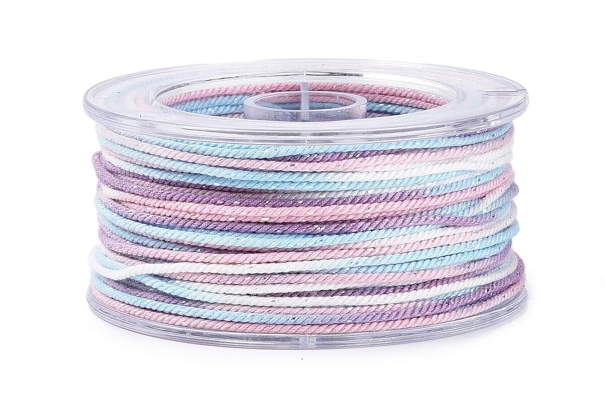 Snur Polyester un degradee cu sclipici auriu, grosime 1mm, rola de aprox. 27m - pastel bleu