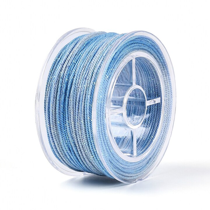 Snur Polyester un degradee cu sclipici auriu, grosime 1mm, rola de aprox. 27m - albastru