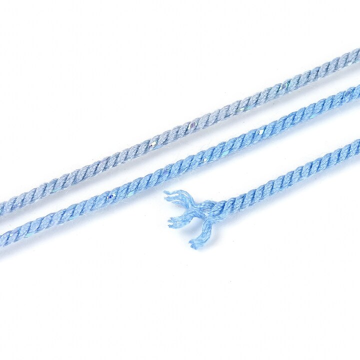 Snur Polyester un degradee cu sclipici auriu, grosime 1mm, rola de aprox. 27m - albastru