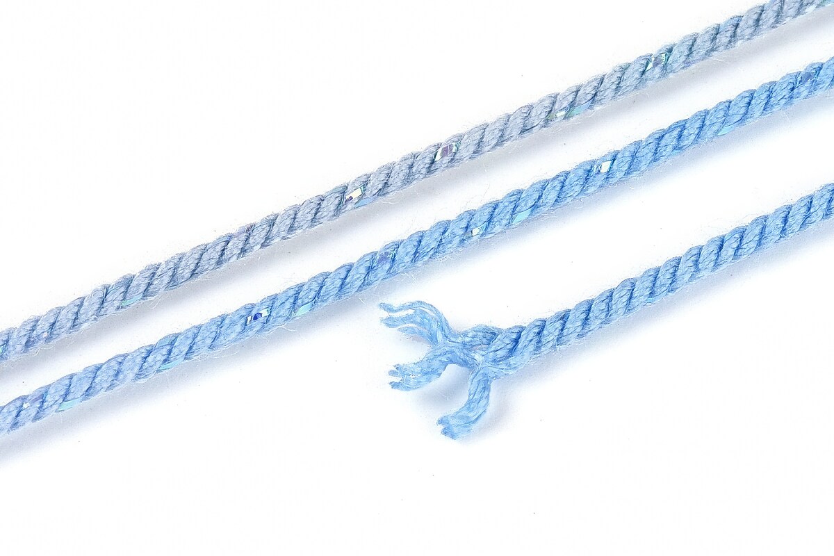 Snur Polyester un degradee cu sclipici auriu, grosime 1mm, rola de aprox. 27m - albastru