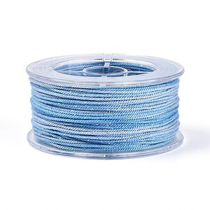 Snur Polyester un degradee cu sclipici auriu, grosime 1mm, rola de aprox. 27m - albastru