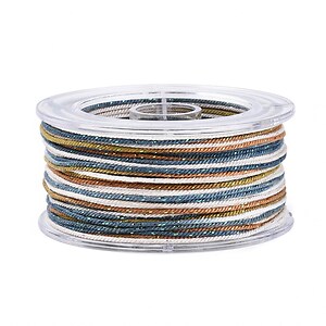 Snur Polyester un degradee cu sclipici auriu, grosime 1mm, rola de aprox. 27m - albastru metalic