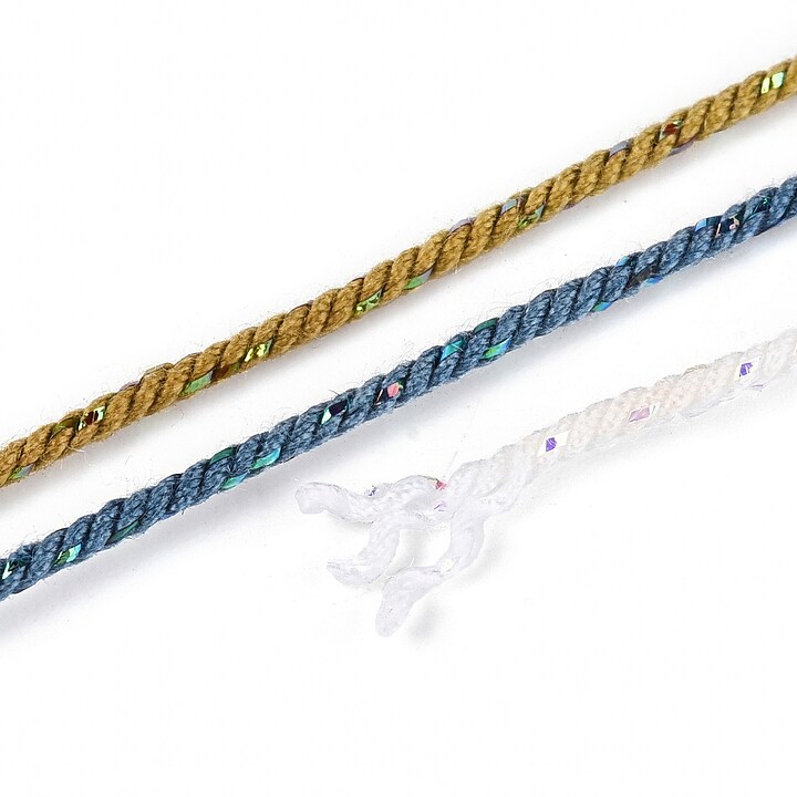 Snur Polyester un degradee cu sclipici auriu, grosime 1mm, rola de aprox. 27m - albastru metalic