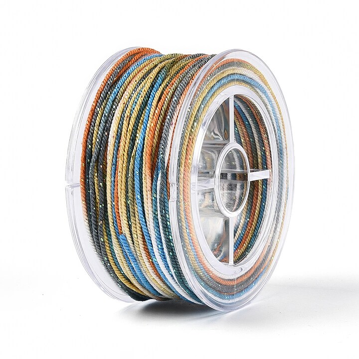 Snur Polyester un degradee cu sclipici auriu, grosime 1mm, rola de aprox. 27m - albastru auriu