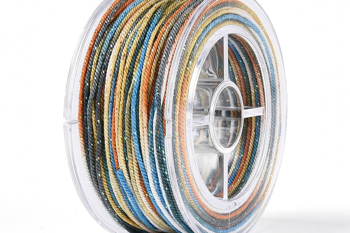 Snur Polyester un degradee cu sclipici auriu, grosime 1mm, rola de aprox. 27m - albastru auriu