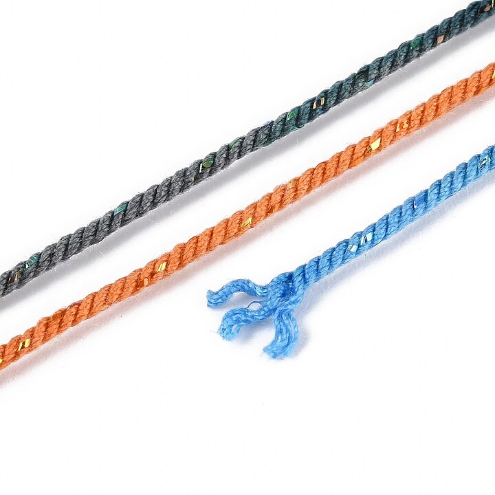 Snur Polyester un degradee cu sclipici auriu, grosime 1mm, rola de aprox. 27m - albastru auriu
