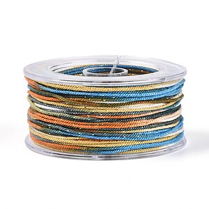 Snur Polyester un degradee cu sclipici auriu, grosime 1mm, rola de aprox. 27m - albastru auriu