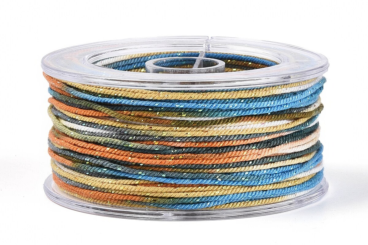 Snur Polyester un degradee cu sclipici auriu, grosime 1mm, rola de aprox. 27m - albastru auriu