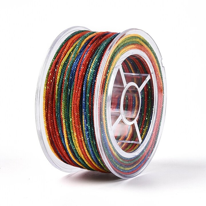 Snur Polyester un degradee cu sclipici auriu, grosime 1mm, rola de aprox. 27m - multicolor