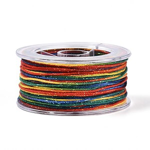 Snur Polyester un degradee cu sclipici auriu, grosime 1mm, rola de aprox. 27m - multicolor
