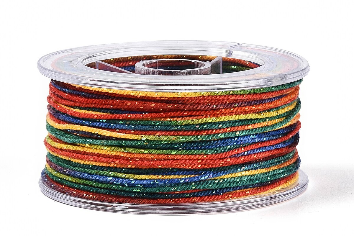 Snur Polyester un degradee cu sclipici auriu, grosime 1mm, rola de aprox. 27m - multicolor