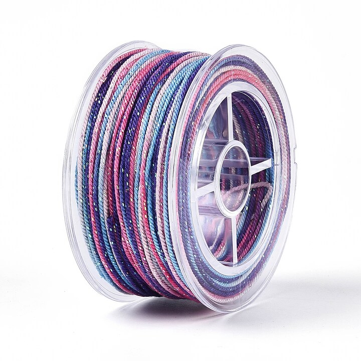 Snur Polyester un degradee cu sclipici auriu, grosime 1mm, rola de aprox. 27m - mov