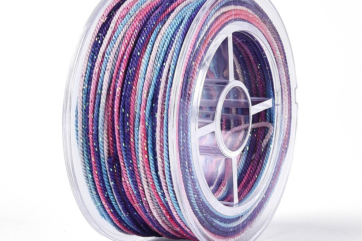 Snur Polyester un degradee cu sclipici auriu, grosime 1mm, rola de aprox. 27m - mov