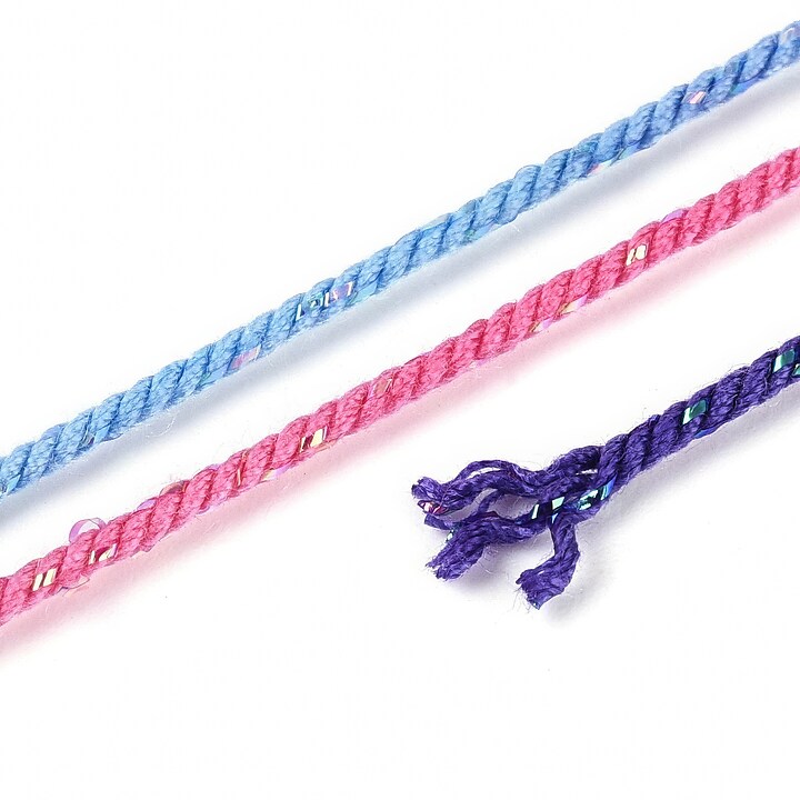 Snur Polyester un degradee cu sclipici auriu, grosime 1mm, rola de aprox. 27m - mov