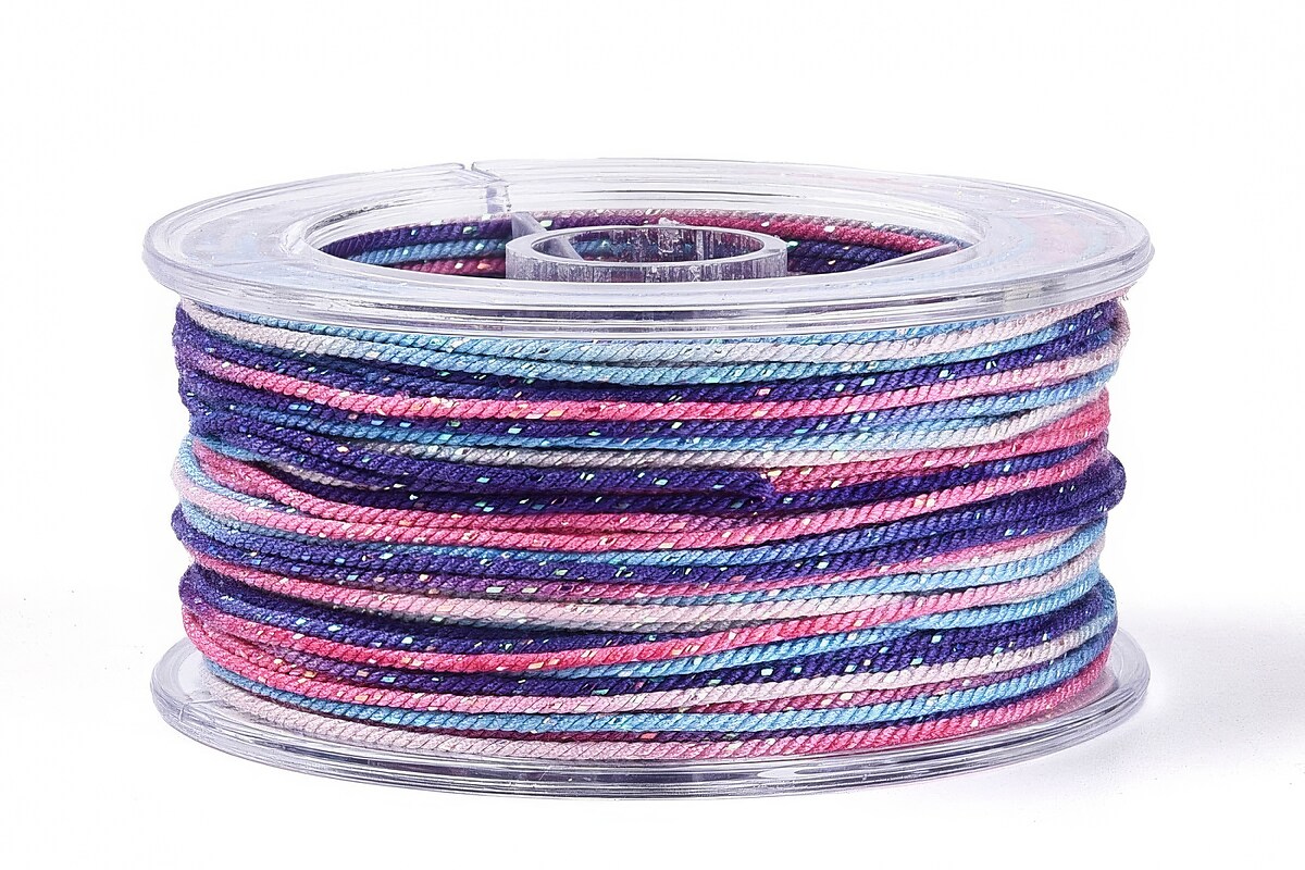 Snur Polyester un degradee cu sclipici auriu, grosime 1mm, rola de aprox. 27m - mov