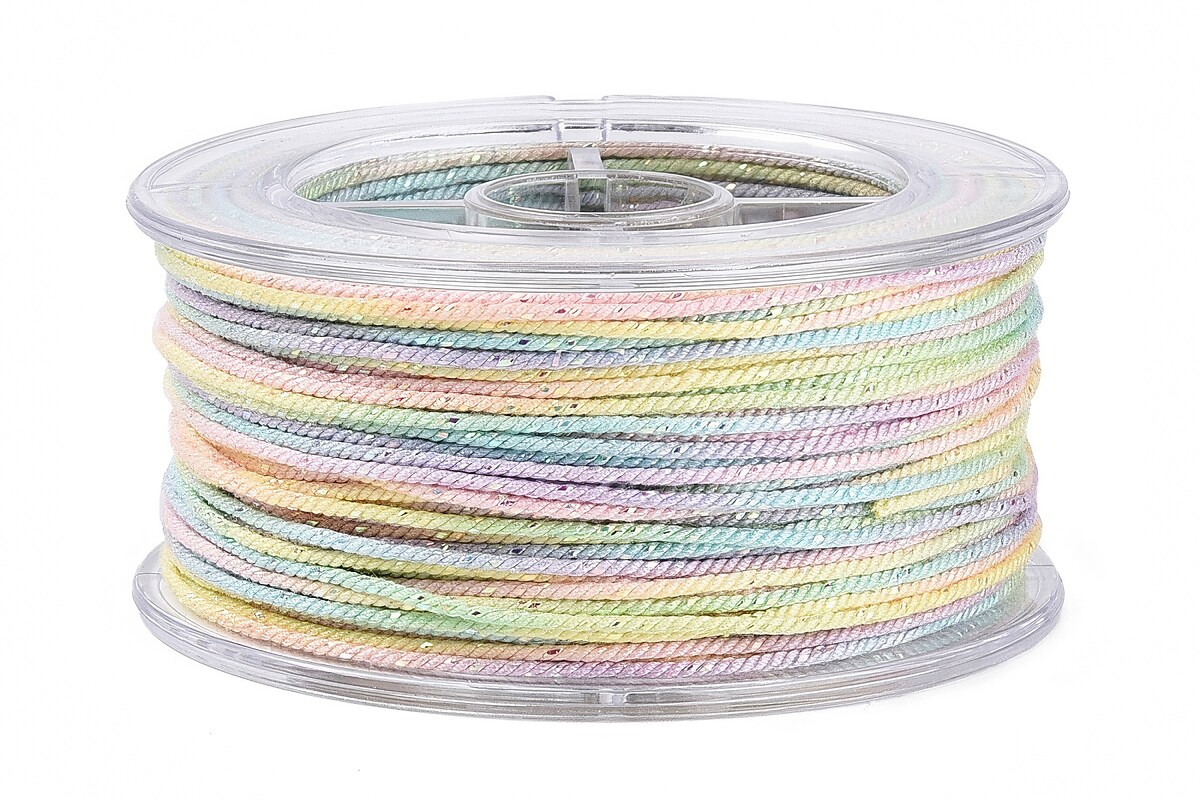 Snur Polyester un degradee cu sclipici auriu, grosime 1mm, rola de aprox. 27m - pastel light