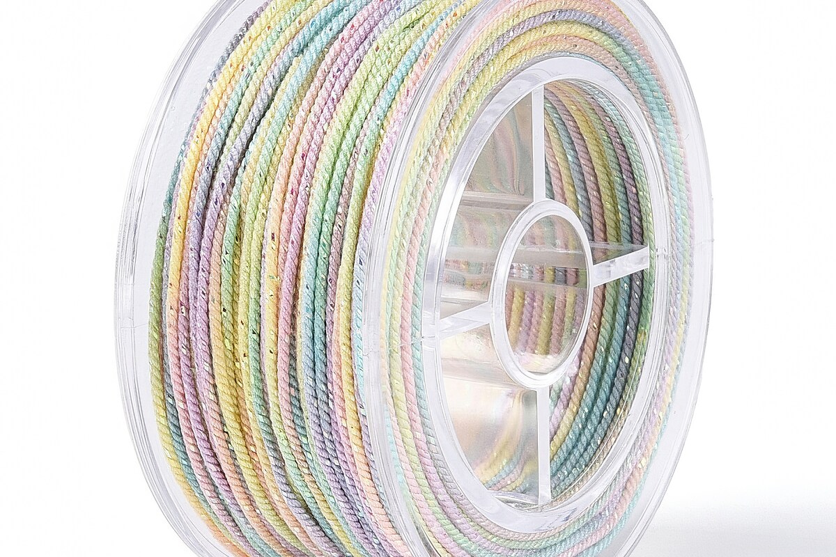 Snur Polyester un degradee cu sclipici auriu, grosime 1mm, rola de aprox. 27m - pastel light