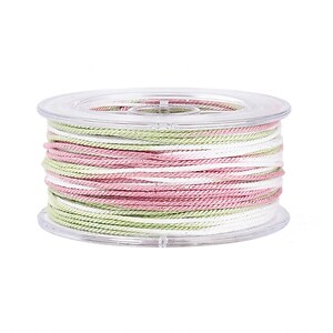 Snur Polyester un degradee cu sclipici auriu, grosime 1mm, rola de aprox. 27m - verde roz