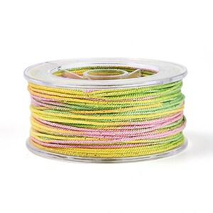 Snur Polyester un degradee cu sclipici auriu, grosime 1mm, rola de aprox. 27m - verde roz