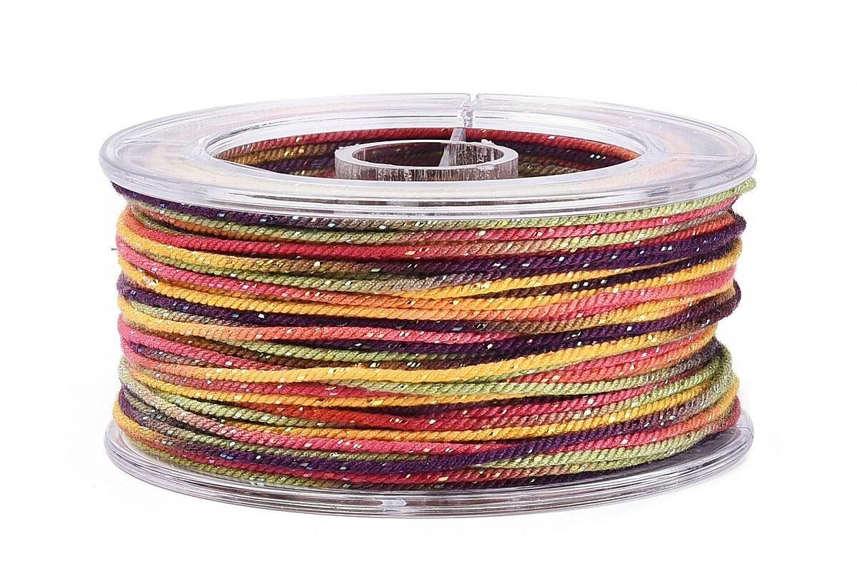 Snur Polyester un degradee cu sclipici auriu, grosime 1mm, rola de aprox. 27m - toamna