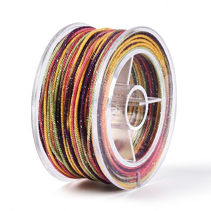 Snur Polyester un degradee cu sclipici auriu, grosime 1mm, rola de aprox. 27m - toamna