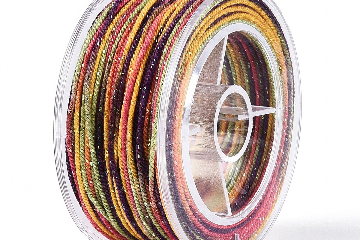 Snur Polyester un degradee cu sclipici auriu, grosime 1mm, rola de aprox. 27m - toamna