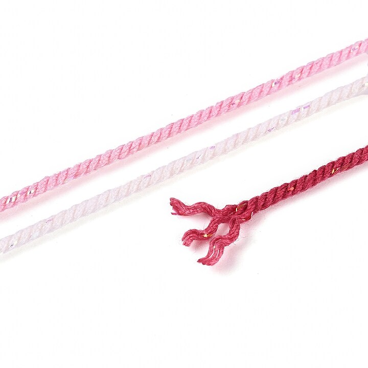 Snur Polyester un degradee cu sclipici auriu, grosime 1mm, rola de aprox. 27m - roz