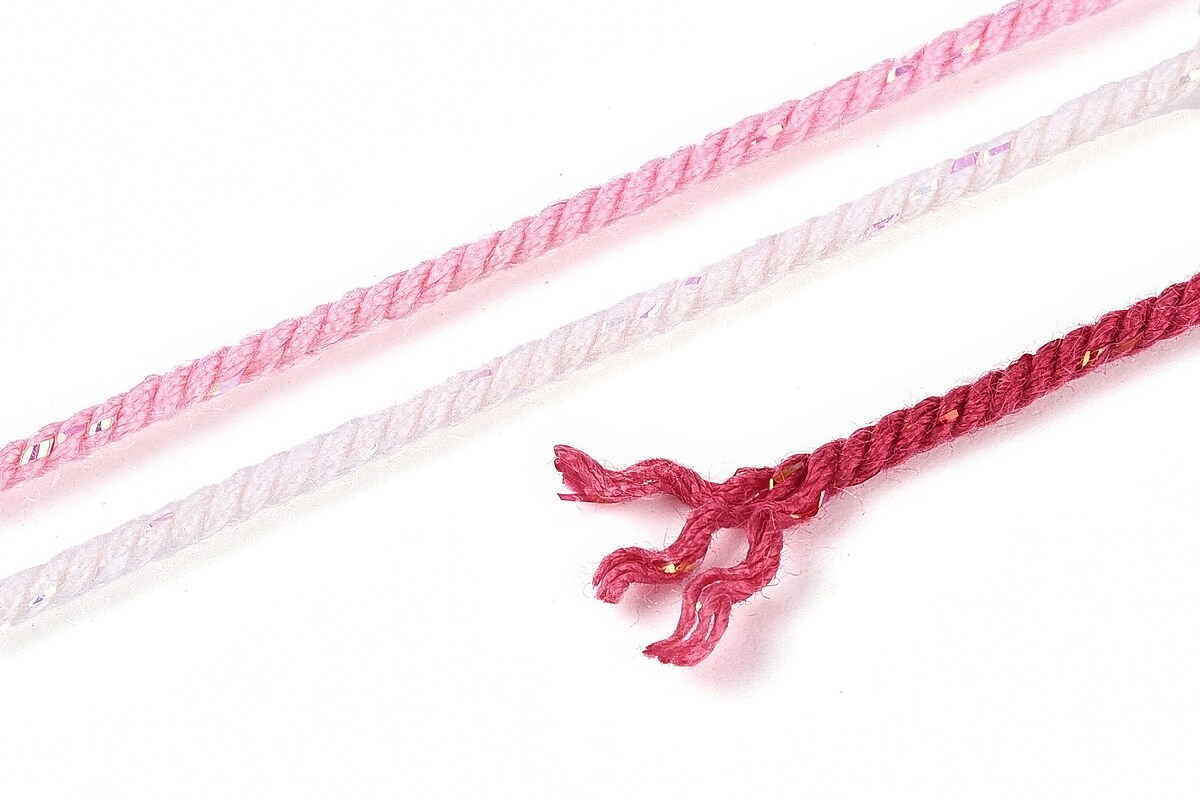 Snur Polyester un degradee cu sclipici auriu, grosime 1mm, rola de aprox. 27m - roz