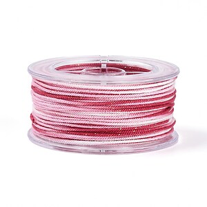 Snur Polyester un degradee cu sclipici auriu, grosime 1mm, rola de aprox. 27m - roz