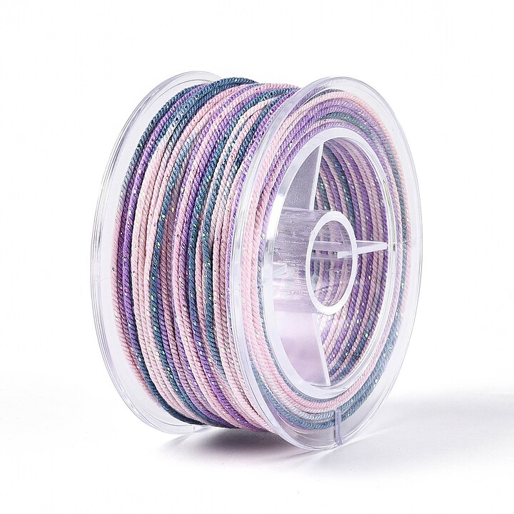 Snur Polyester un degradee cu sclipici auriu, grosime 1mm, rola de aprox. 27m - lila