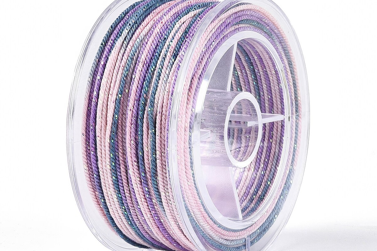 Snur Polyester un degradee cu sclipici auriu, grosime 1mm, rola de aprox. 27m - lila