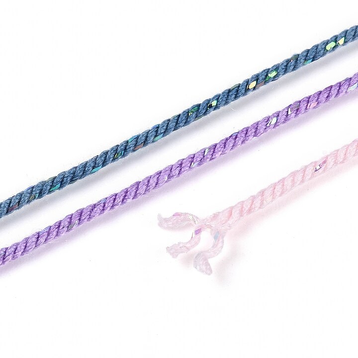 Snur Polyester un degradee cu sclipici auriu, grosime 1mm, rola de aprox. 27m - lila