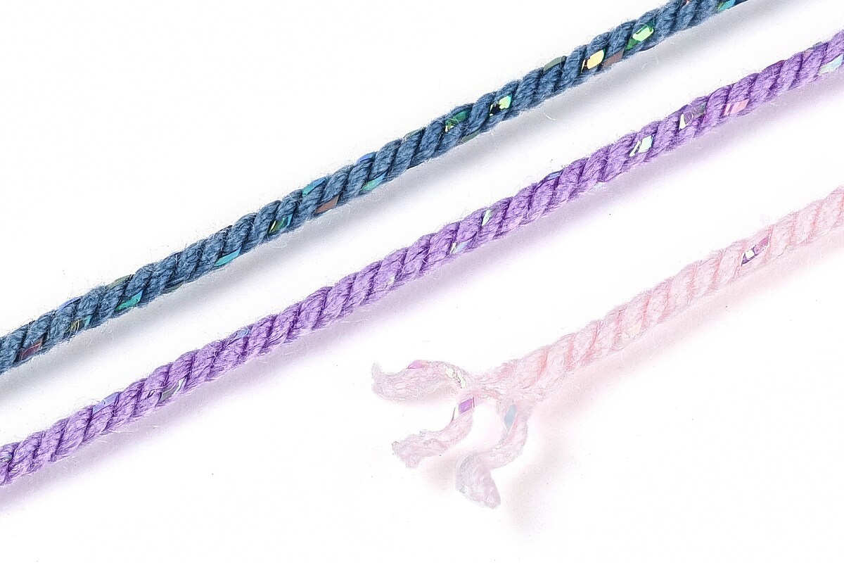 Snur Polyester un degradee cu sclipici auriu, grosime 1mm, rola de aprox. 27m - lila