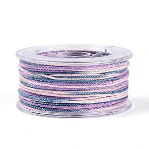 Snur Polyester un degradee cu sclipici auriu, grosime 1mm, rola de aprox. 27m - lila