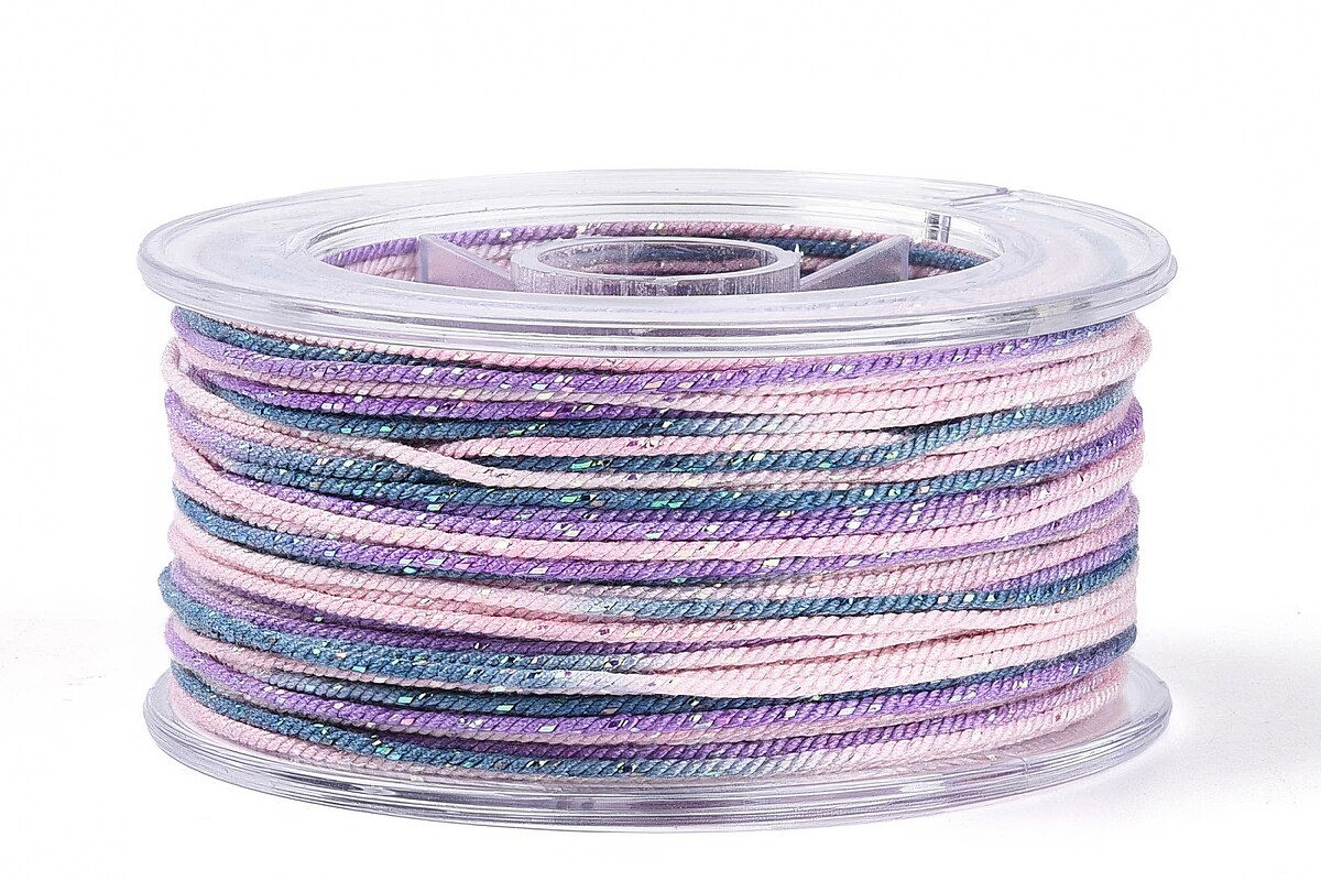 Snur Polyester un degradee cu sclipici auriu, grosime 1mm, rola de aprox. 27m - lila